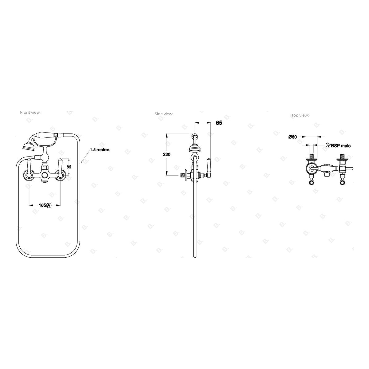 Brodware Winslow Handshower Set, Metal Lever