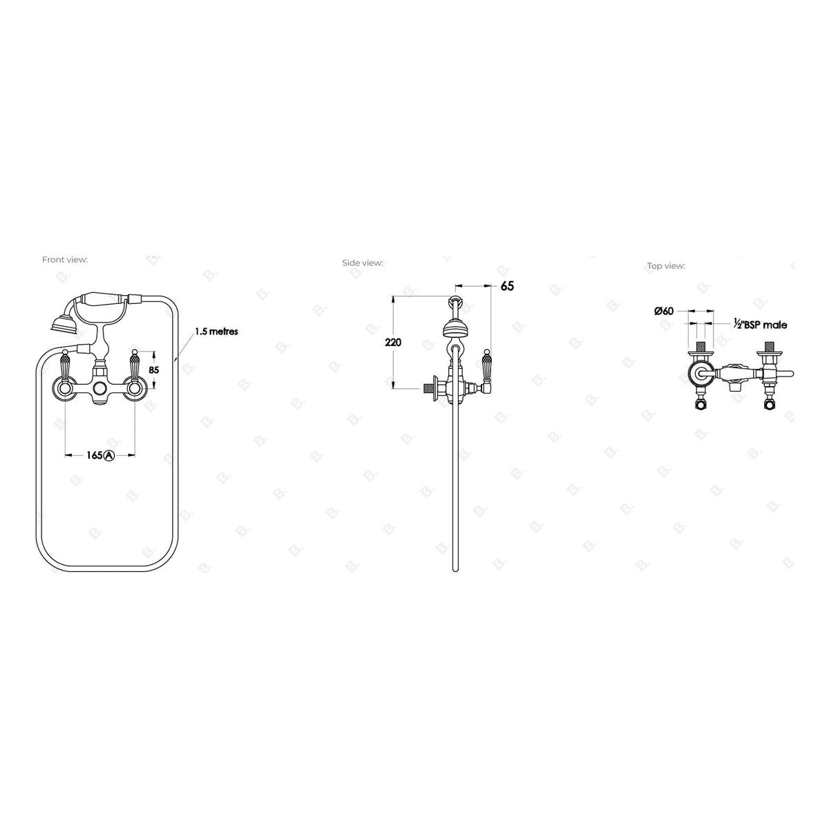Brodware Winslow Handshower Set, Kristall Lever