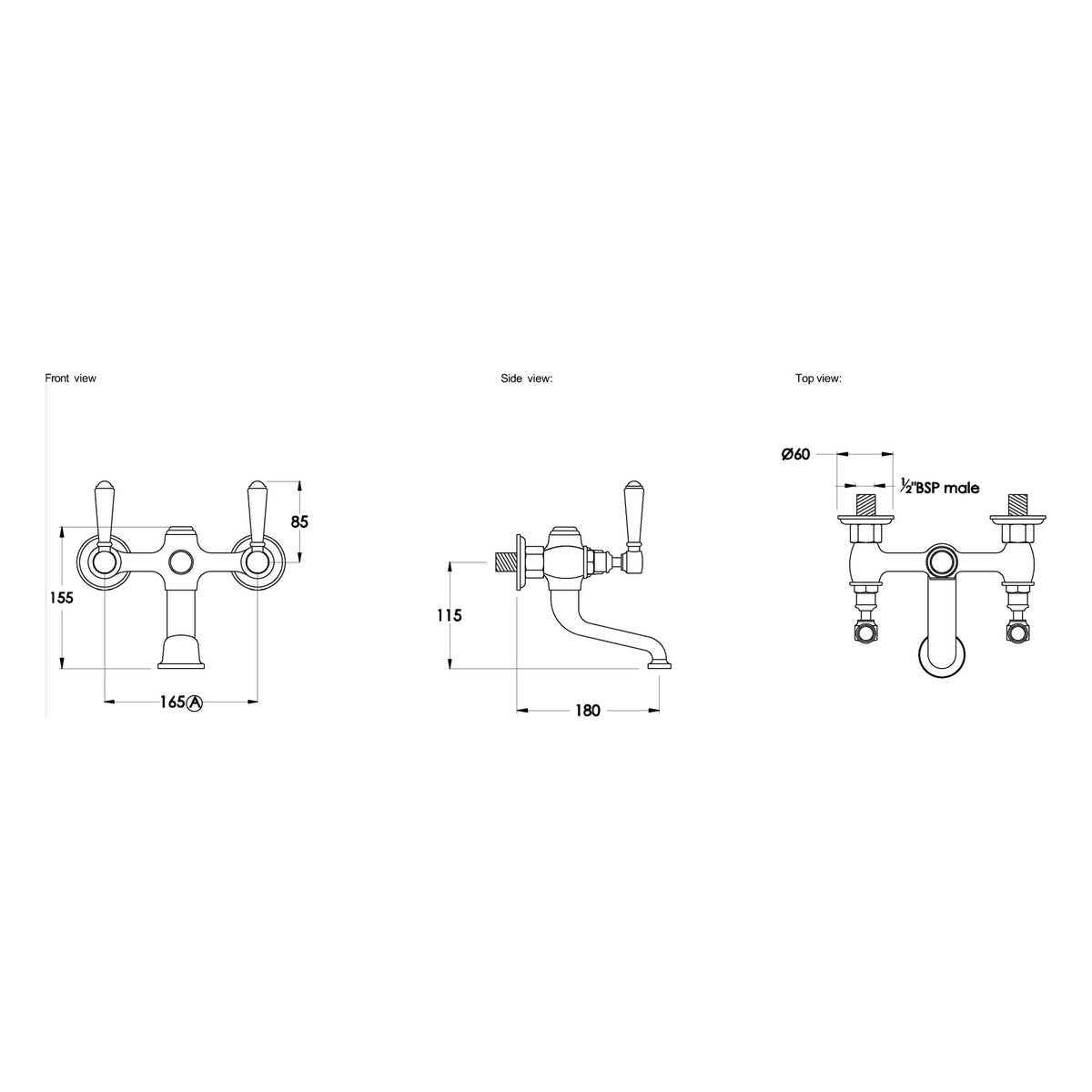 Brodware Winslow Bath Set, Metal Lever