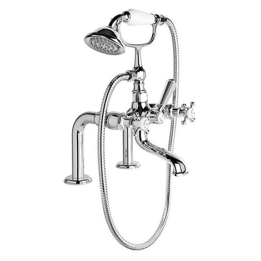 Brodware Winslow Bath Mixer With Handshower II, Cross Handle - Ceramic Disc