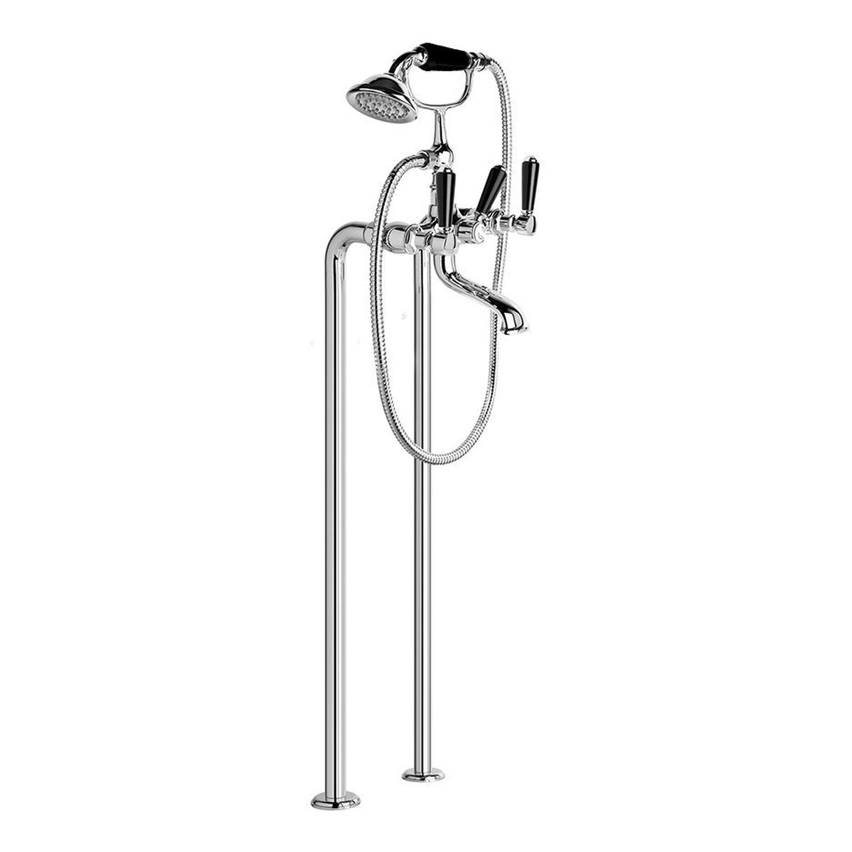 Brodware Winslow Bath Mixer With Handshower I, Black Porcelain Lever