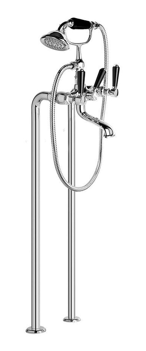 Brodware Winslow Bath Mixer With Handshower I, Black Porcelain Lever
