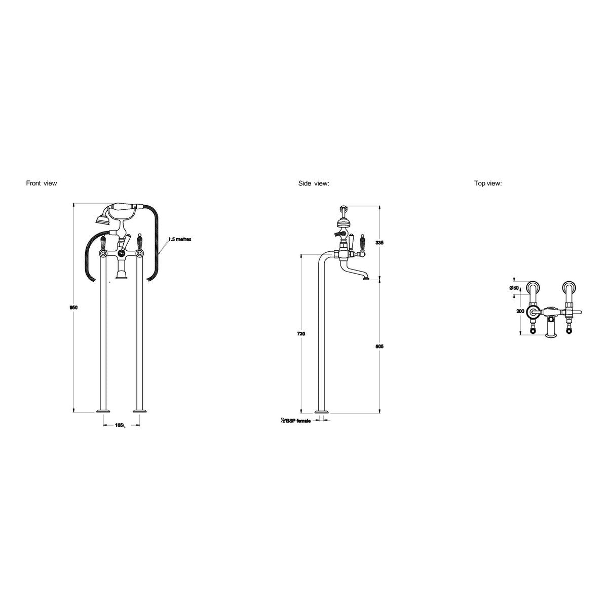 Brodware Winslow Bath Mixer With Handshower I, Kristall Lever