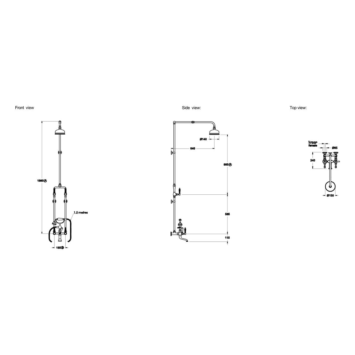 Brodware Winslow Bath & Shower Set II, Kristall Lever
