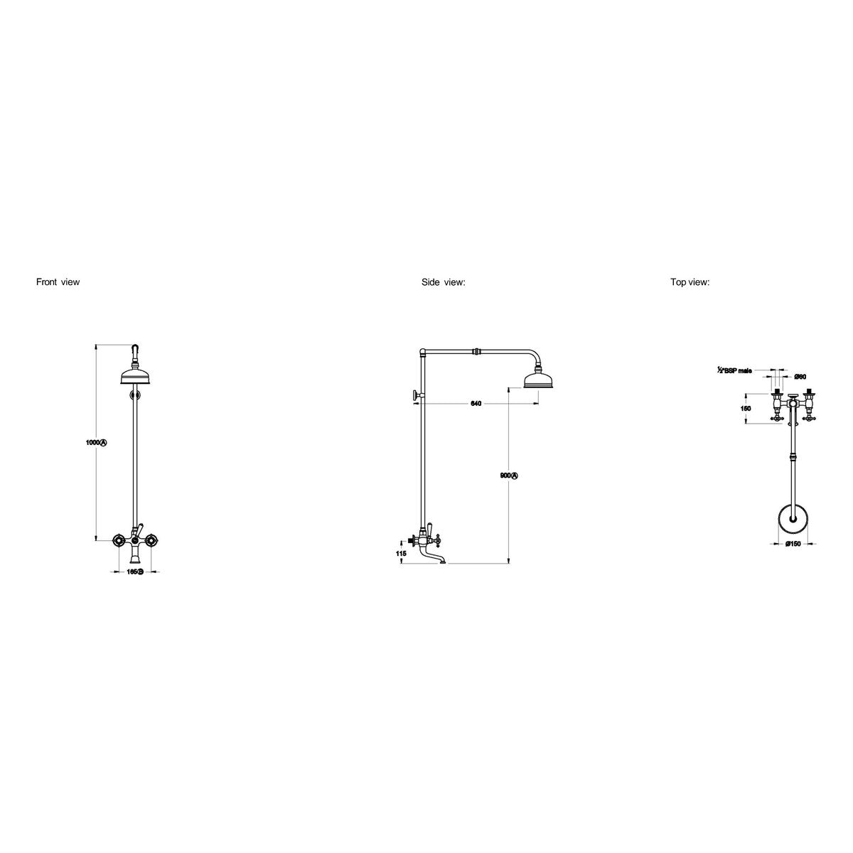 Brodware Winslow Bath & Shower Set, Cross Handle - Ceramic Disc