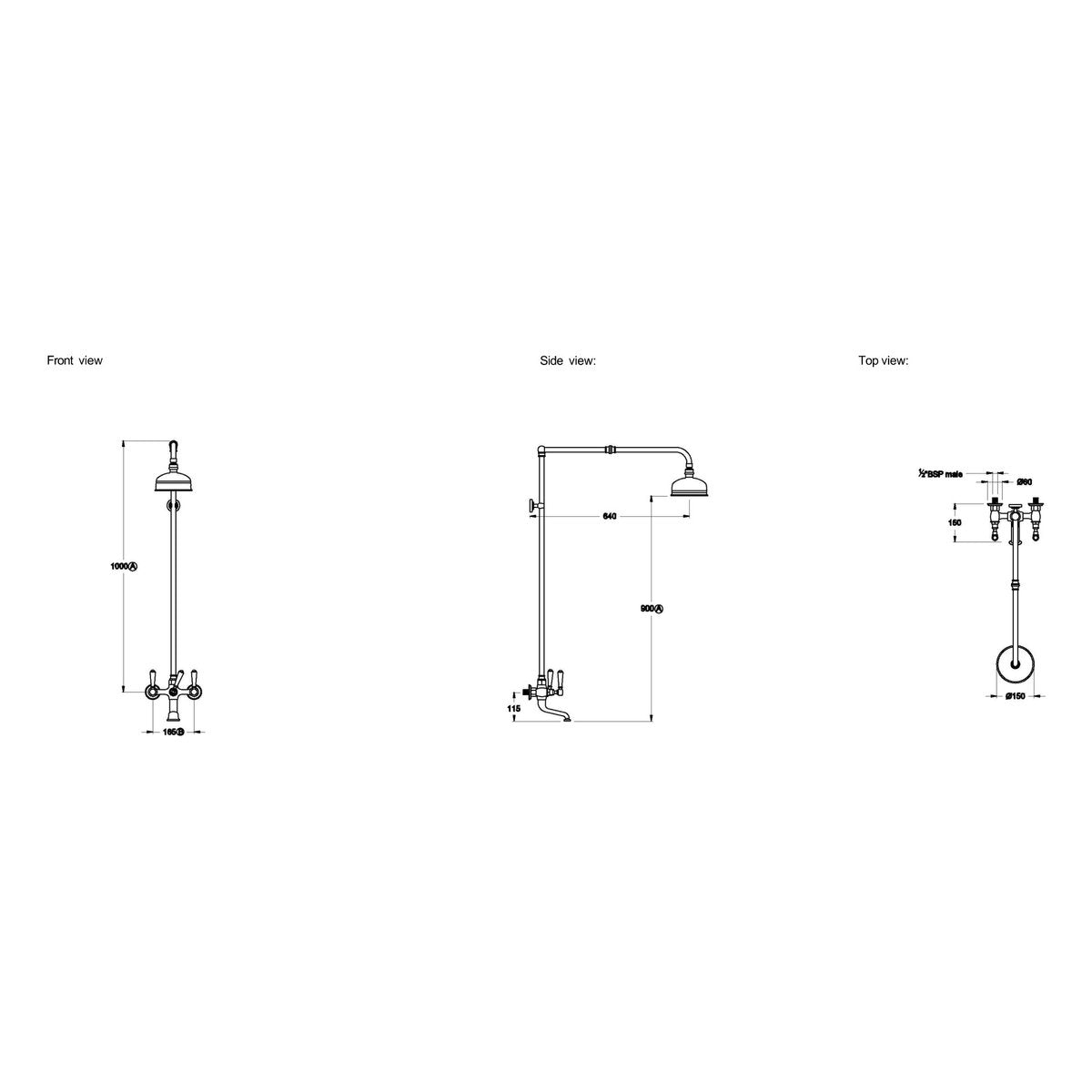 Brodware Winslow Bath & Shower Set, Metal Lever