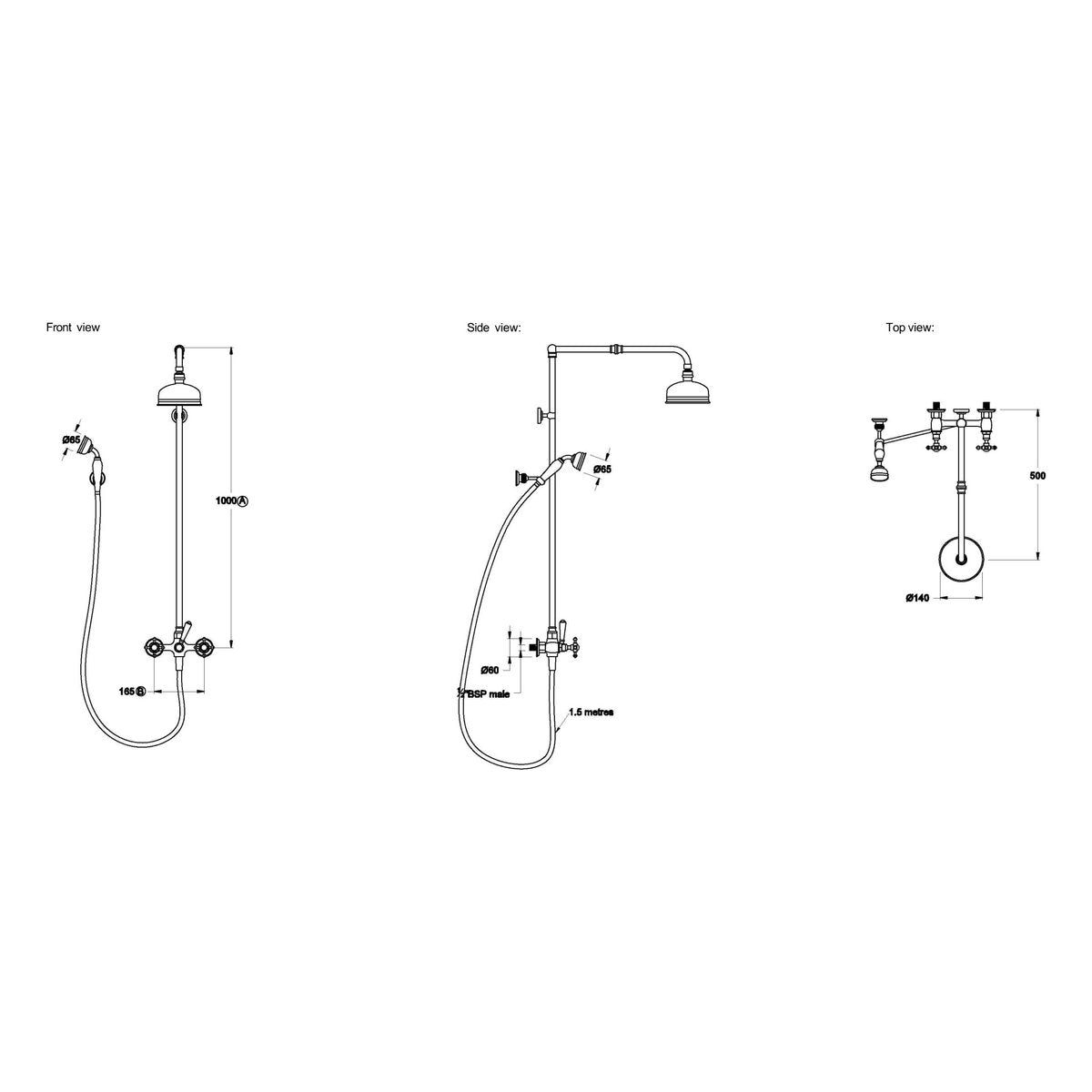 Brodware Winslow Shower Set III, Cross Handle - Ceramic Disc