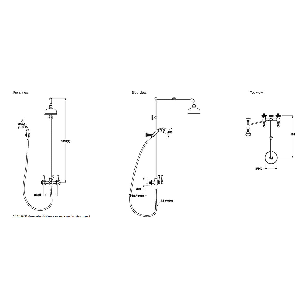 Brodware Winslow Shower Set III, Metal Lever