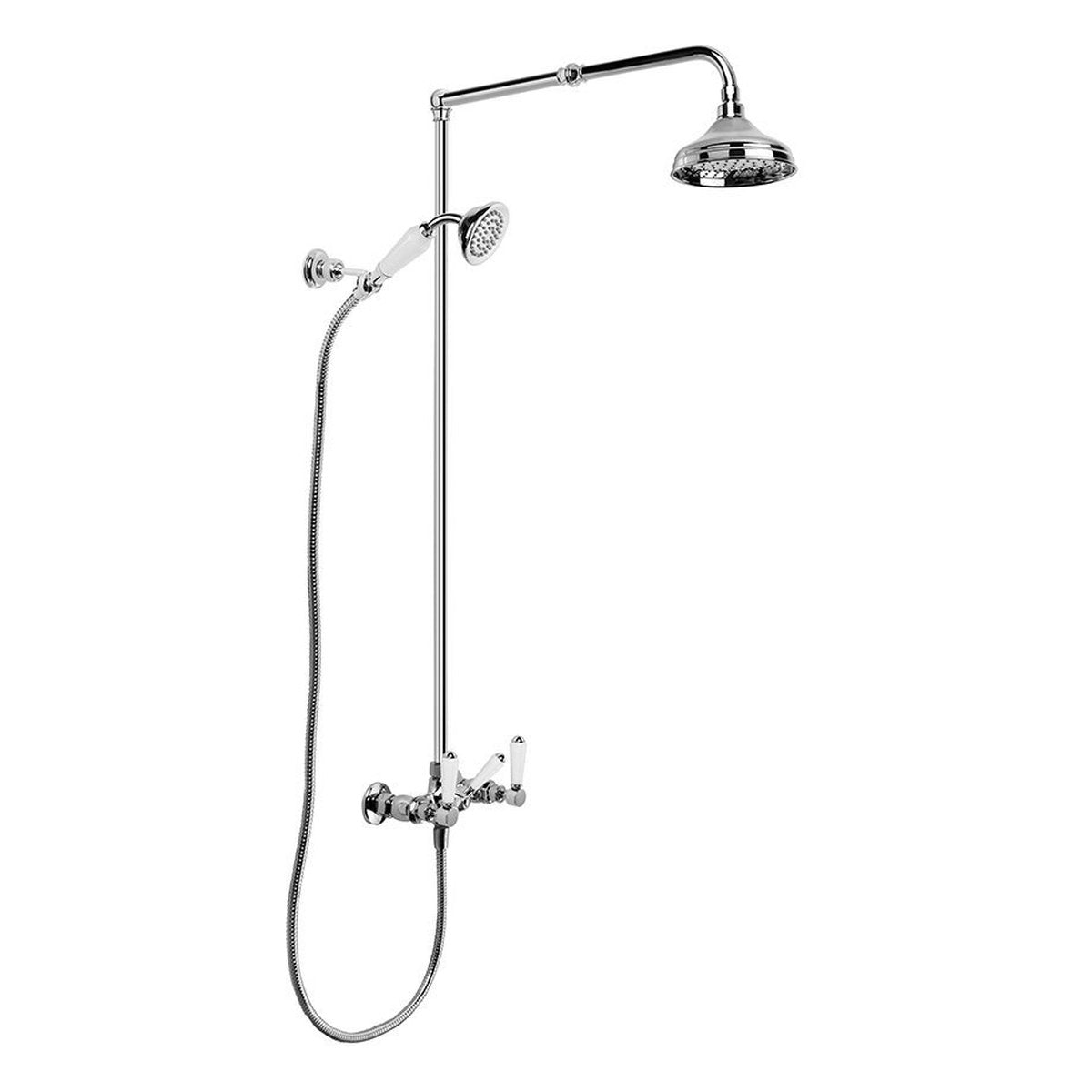 Brodware Winslow Shower Set III, White Porcelain Lever