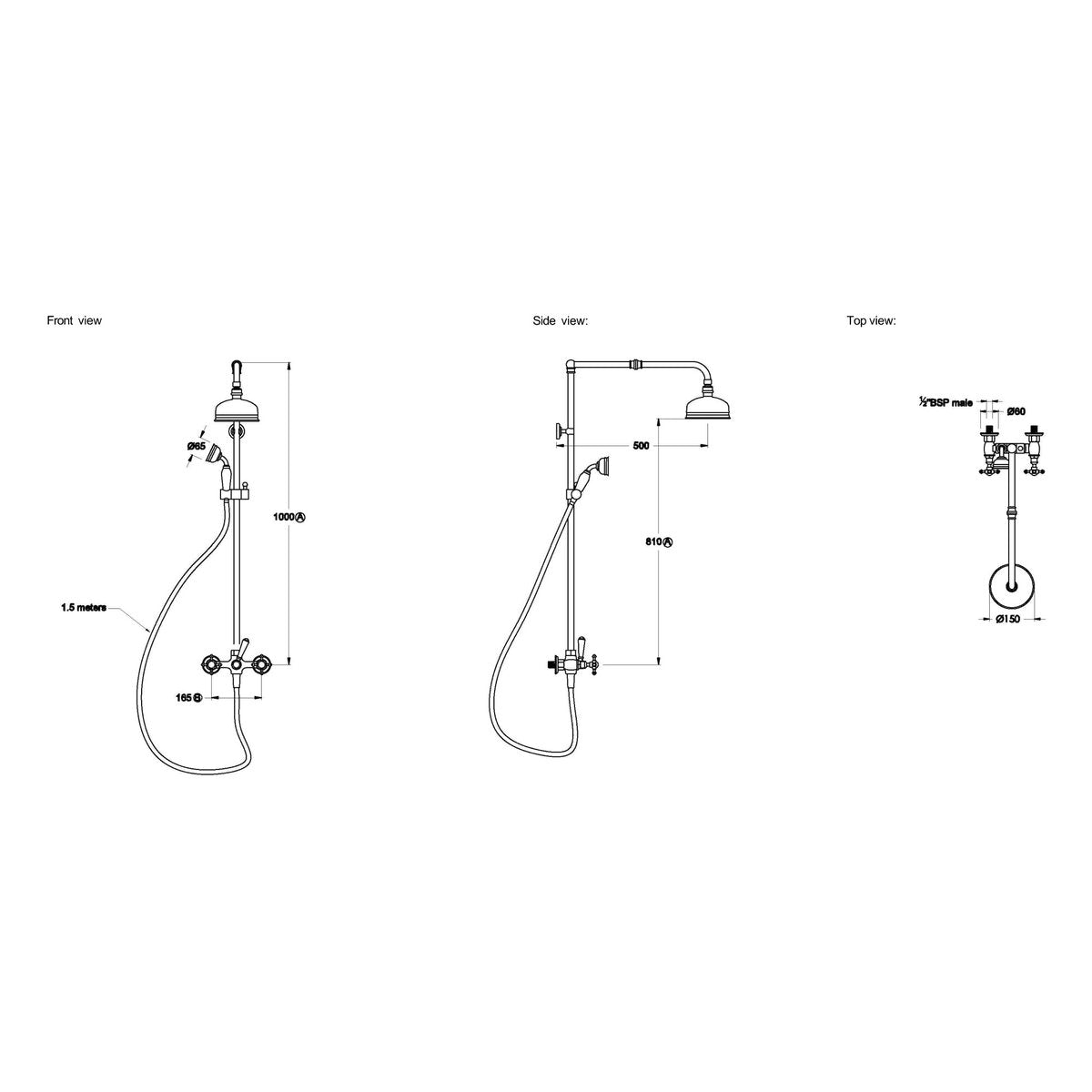 Brodware Winslow Shower Set II, Cross Handle - Ceramic Disc