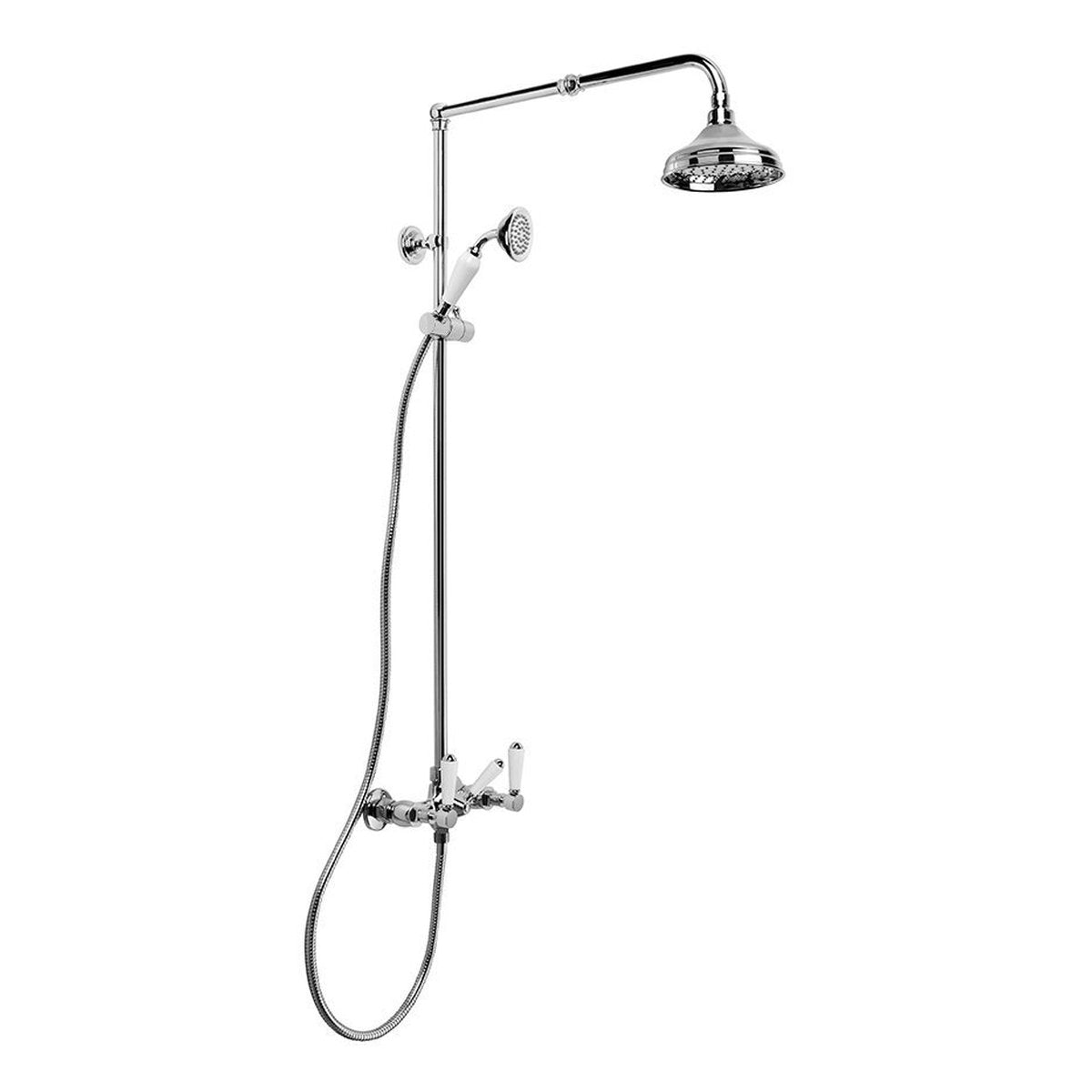 Brodware Winslow Shower Set II, White Porcelain Lever