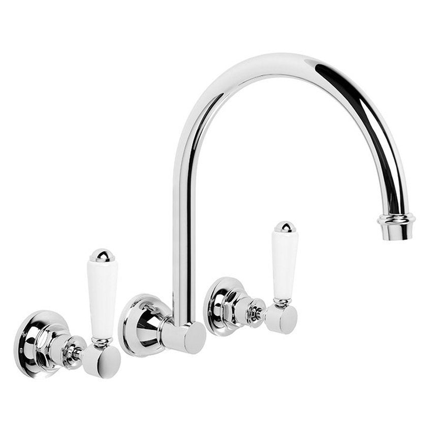 Brodware Winslow Wall Set III, White Porcelain Lever