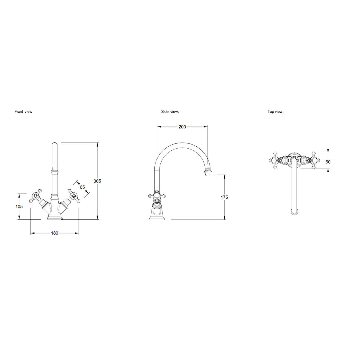 Brodware Winslow Kitchen Mixer II, Cross Handle - Ceramic Disc