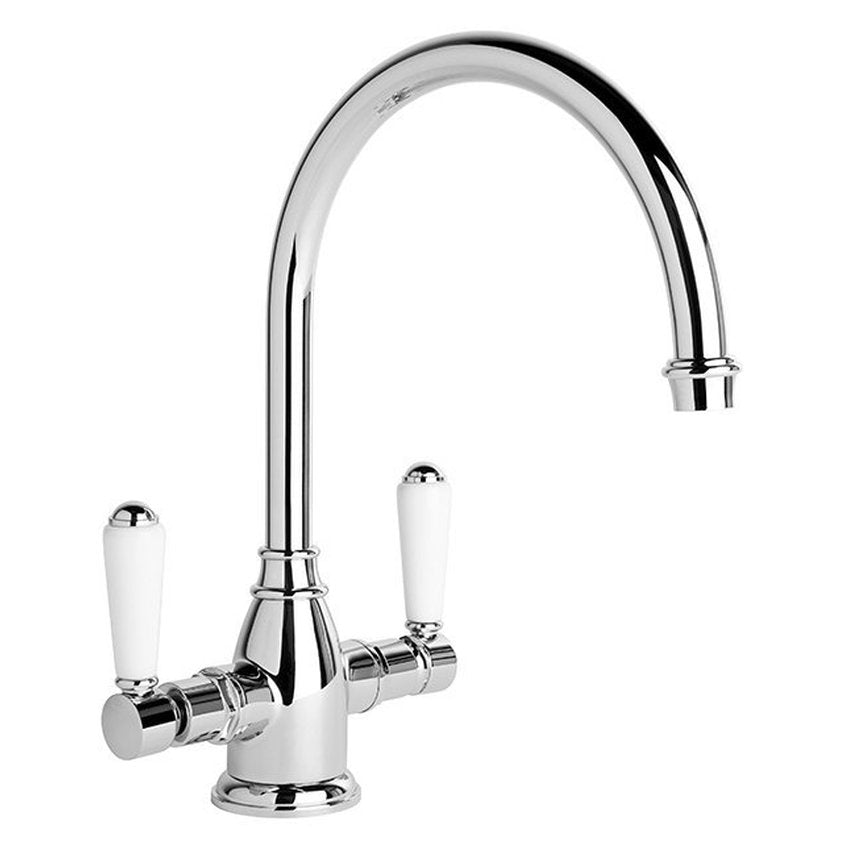 Brodware Winslow Kitchen Mixer II, White Porcelain Lever