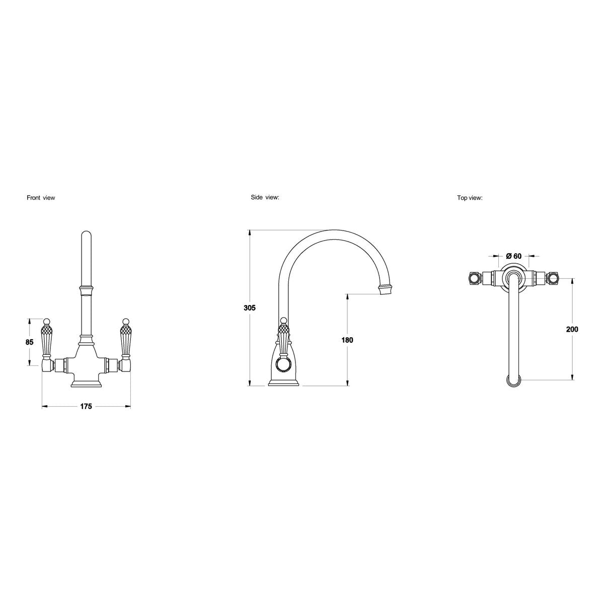 Brodware Winslow Kitchen Mixer II, Kristall Lever