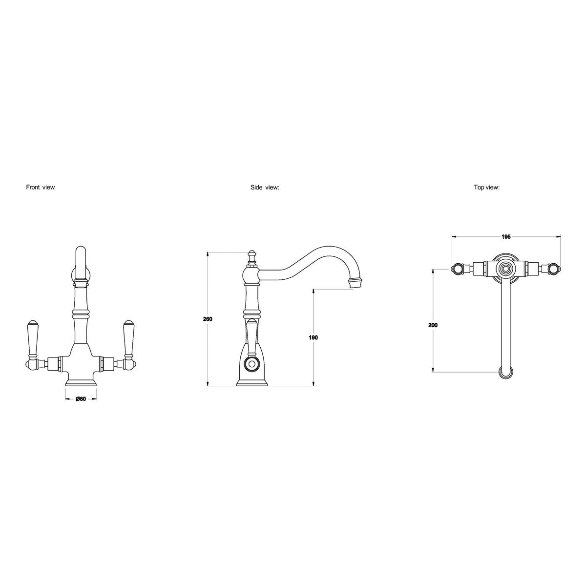 Brodware Winslow Kitchen Mixer I, Metal Lever