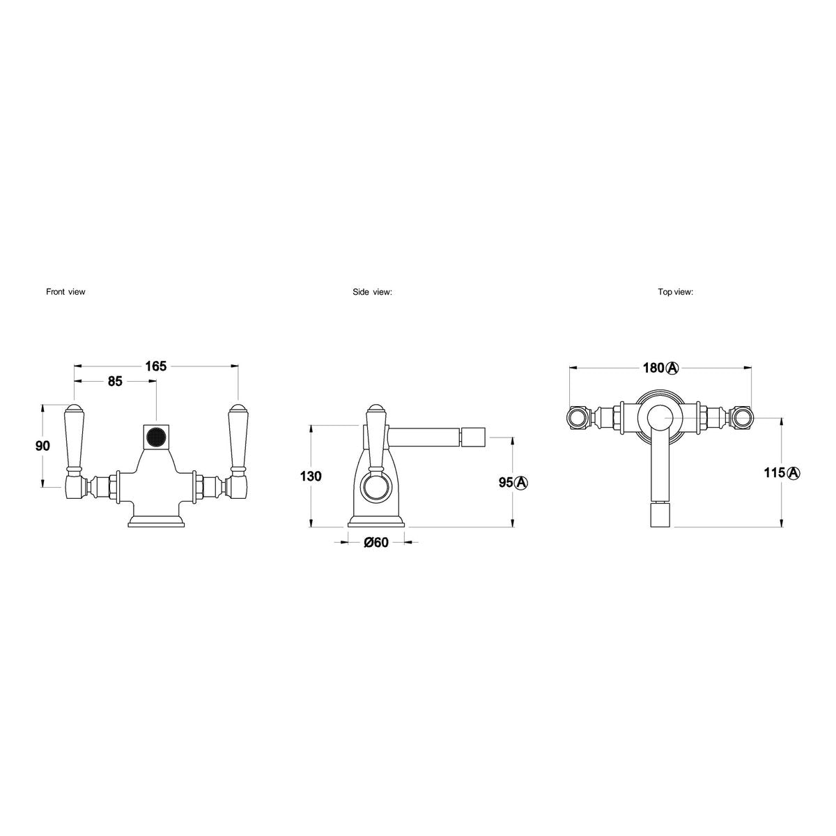 Brodware Winslow Bidet Mixer I, Metal Lever