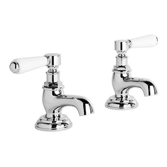 Brodware Winslow Pillar Taps I, White Porcelain Lever