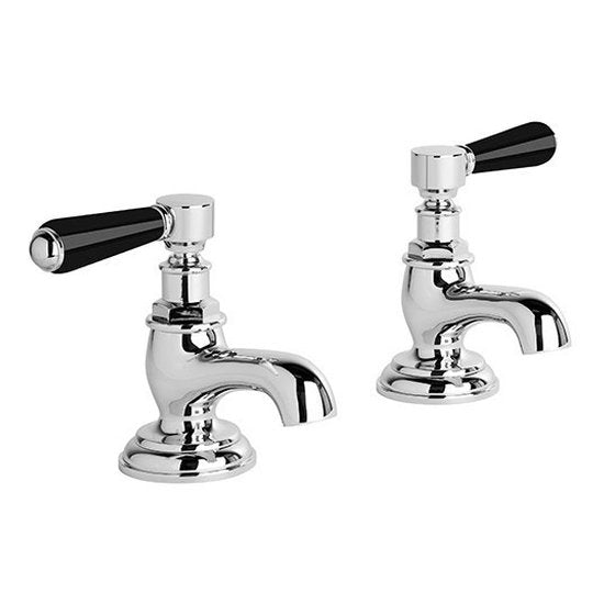 Brodware Winslow Pillar Taps I, Black Porcelain Lever