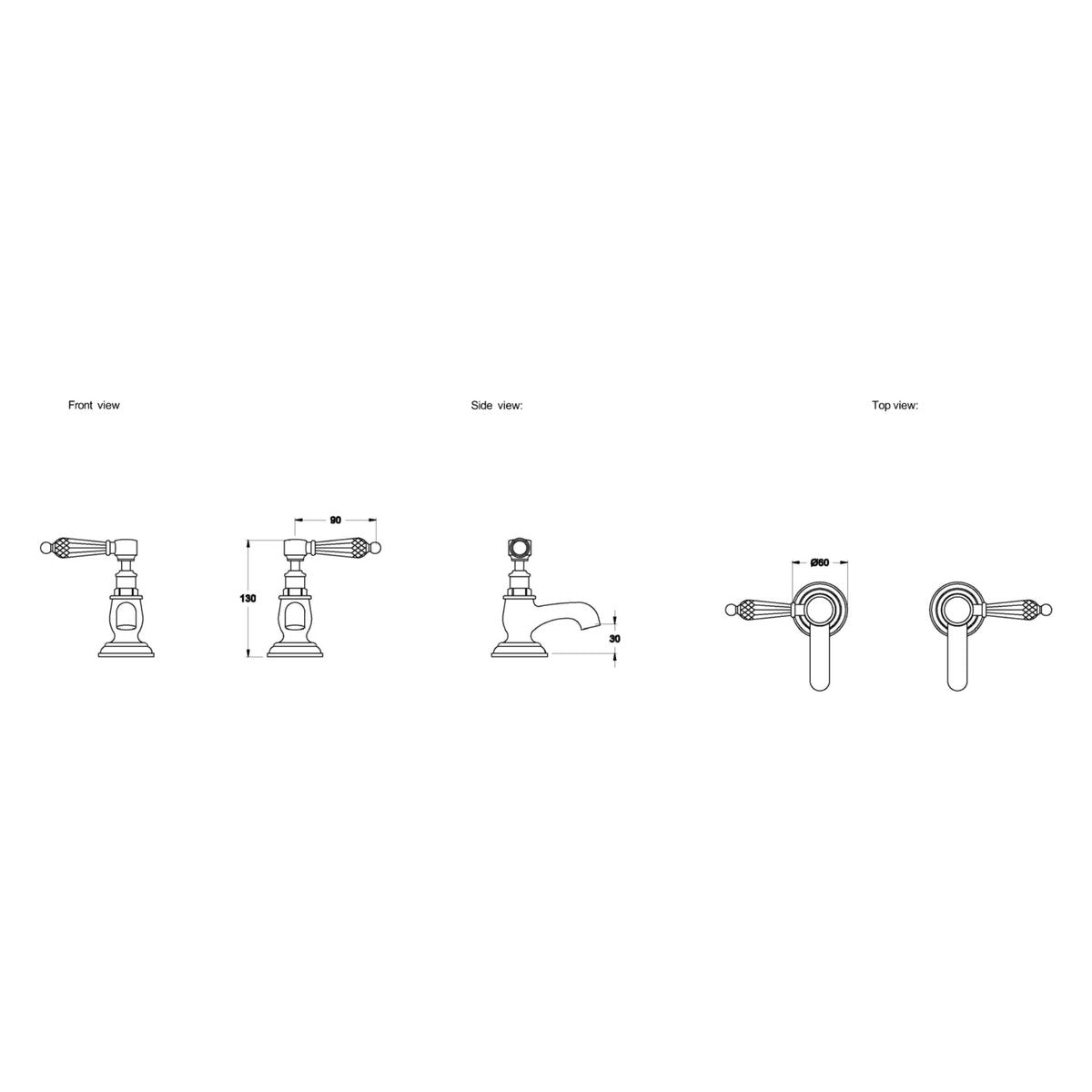 Brodware Winslow Pillar Taps I, Kristall Lever