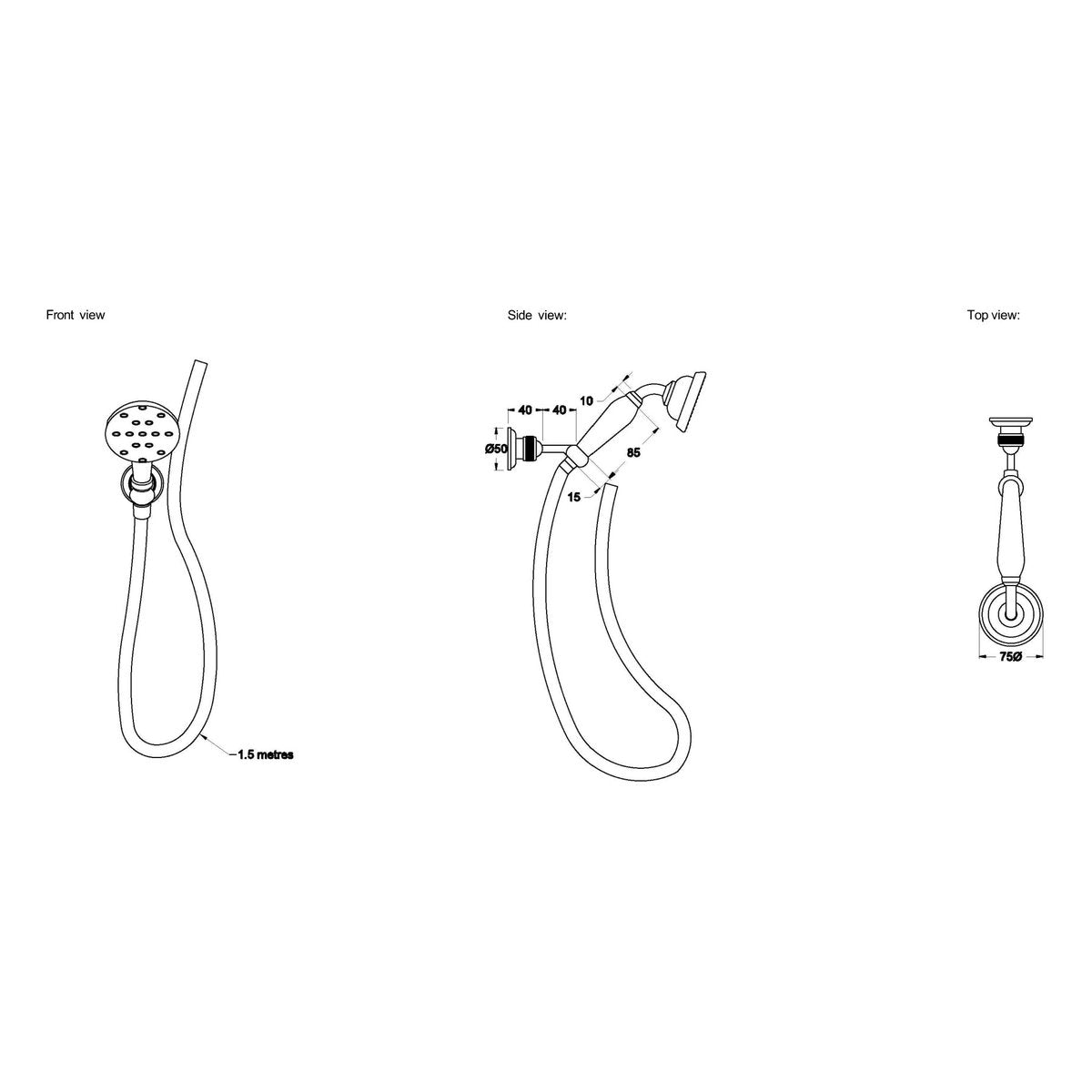 Brodware Winslow Handshower II, Black Porcelain Insert