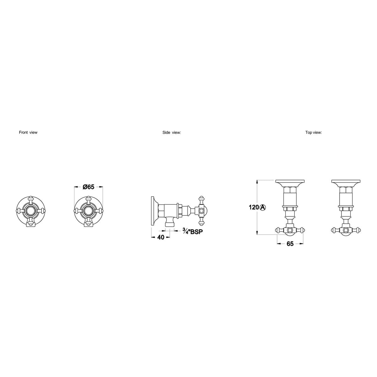 Brodware Winslow Washing Machine Taps I, Cross Handle - Ceramic Disc
