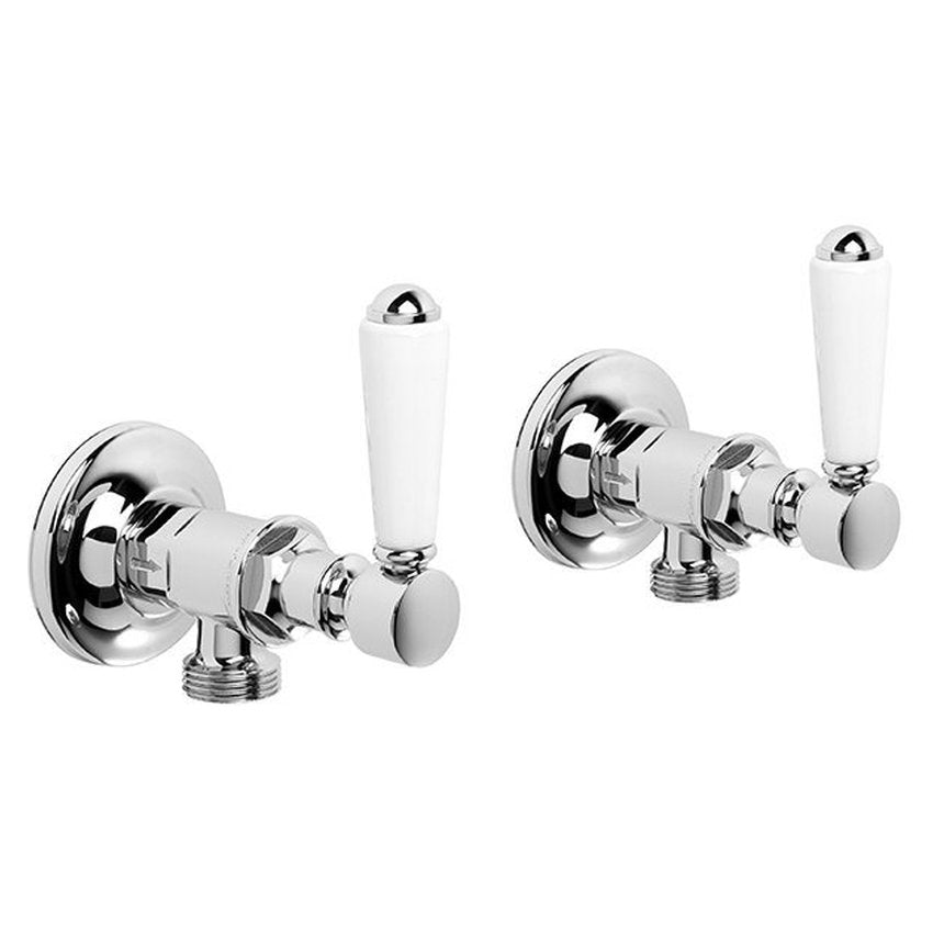 Brodware Winslow Washing Machine Taps I, White Porcelain Lever