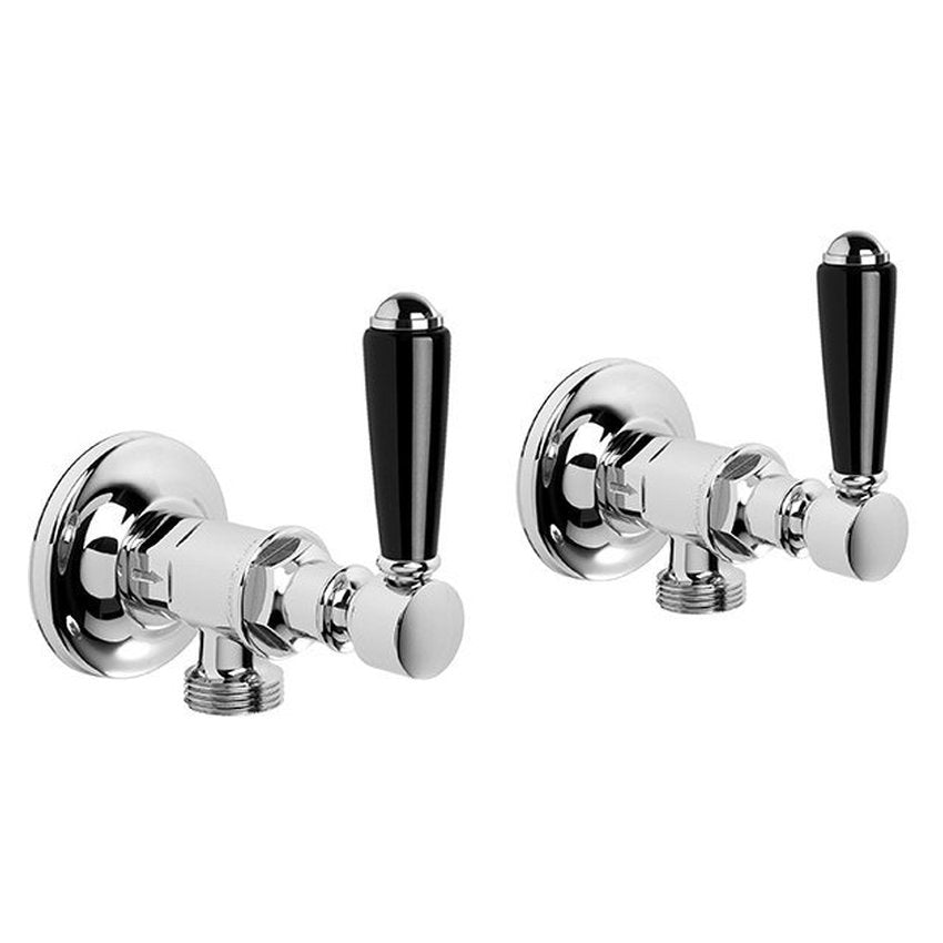 Brodware Winslow Washing Machine Taps I, Black Porcelain Lever
