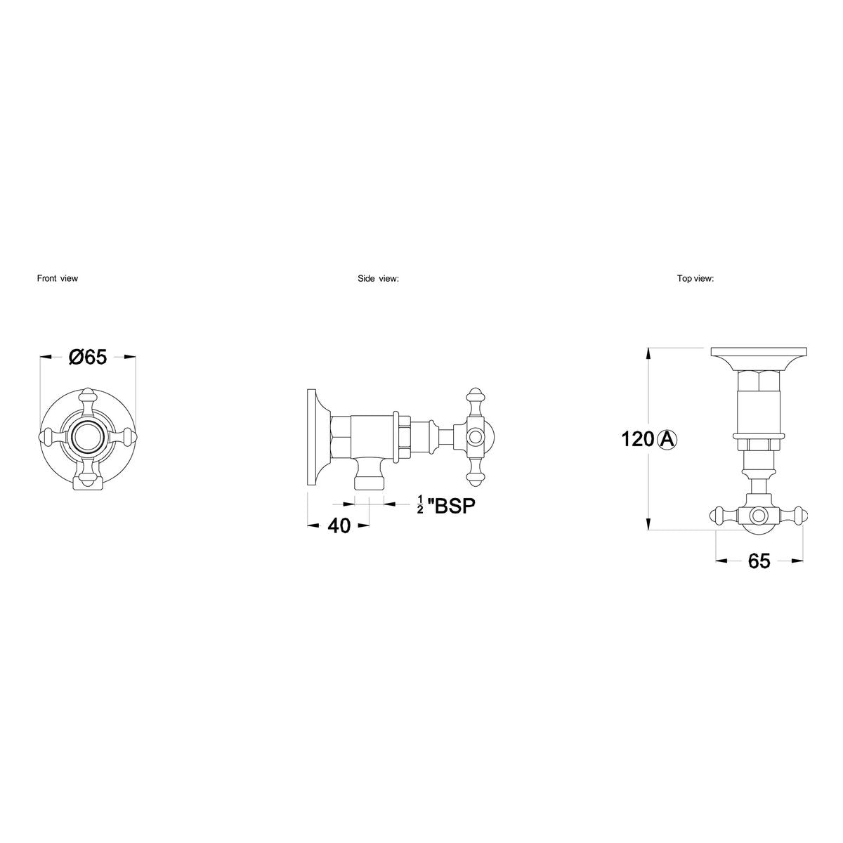 Brodware Winslow Cistern Tap, Cross Handle - Ceramic Disc
