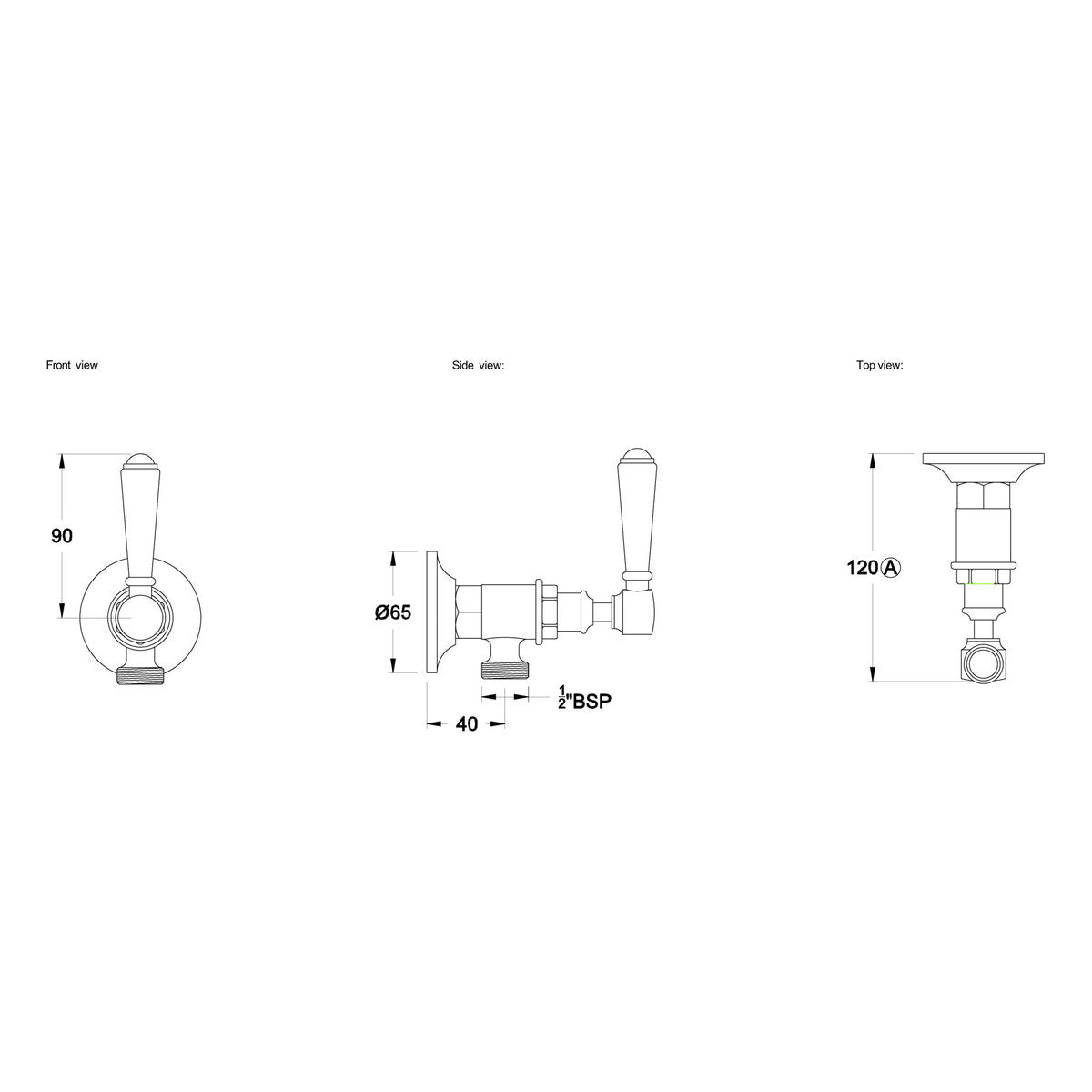 Brodware Winslow Cistern Tap, Metal Lever