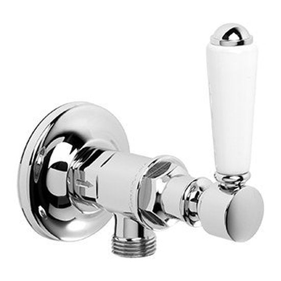 Brodware Winslow Cistern Tap, White Porcelain Lever