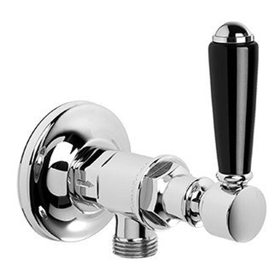 Brodware Winslow Cistern Tap, Black Porcelain Lever