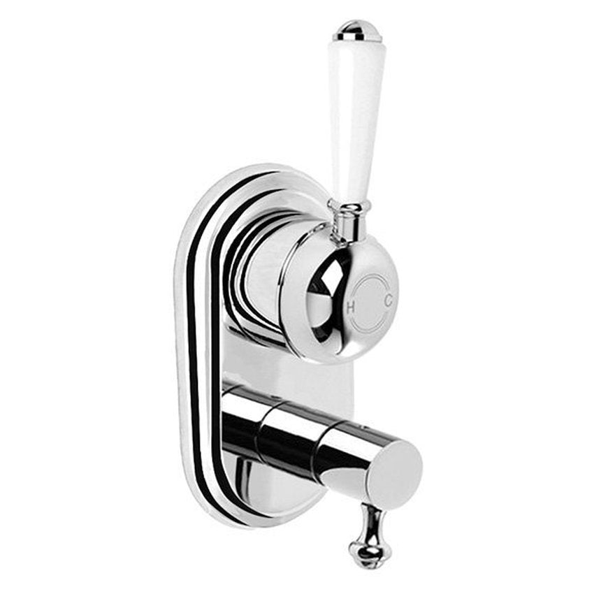 Brodware Winslow Mixer Diverter, White Porcelain Lever
