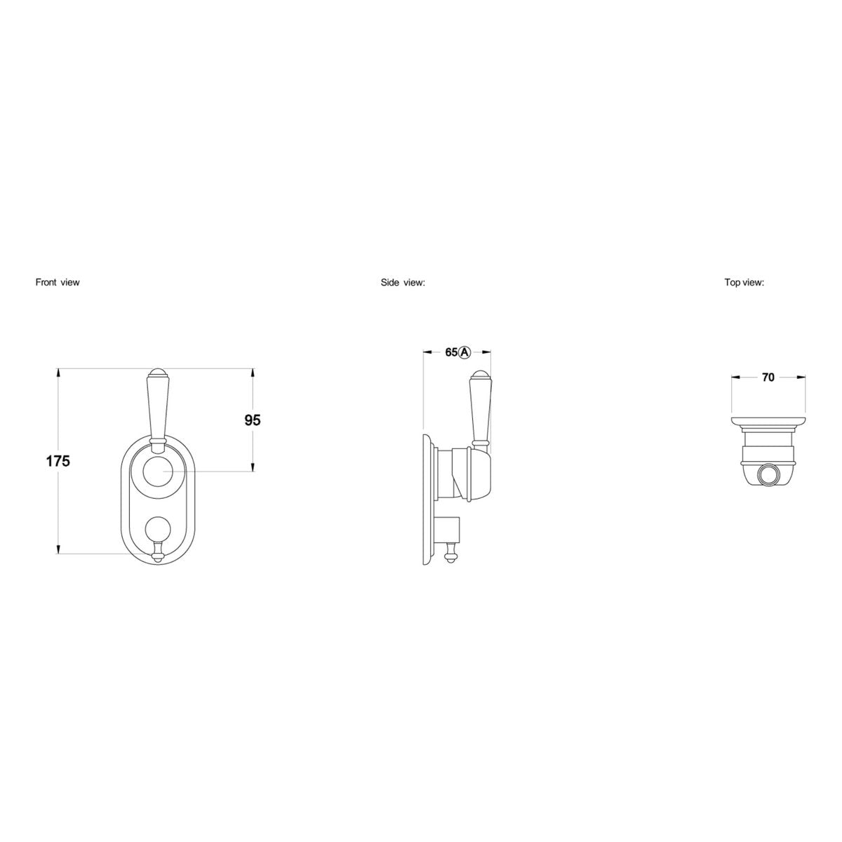 Brodware Winslow Mixer Diverter, White Porcelain Lever