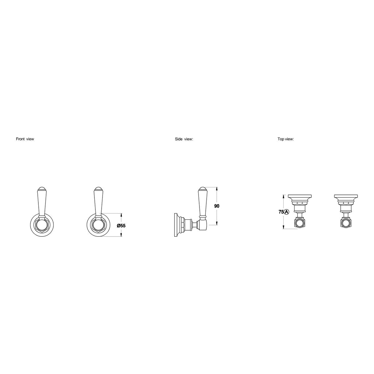 Brodware Winslow Wall Taps, Metal Lever