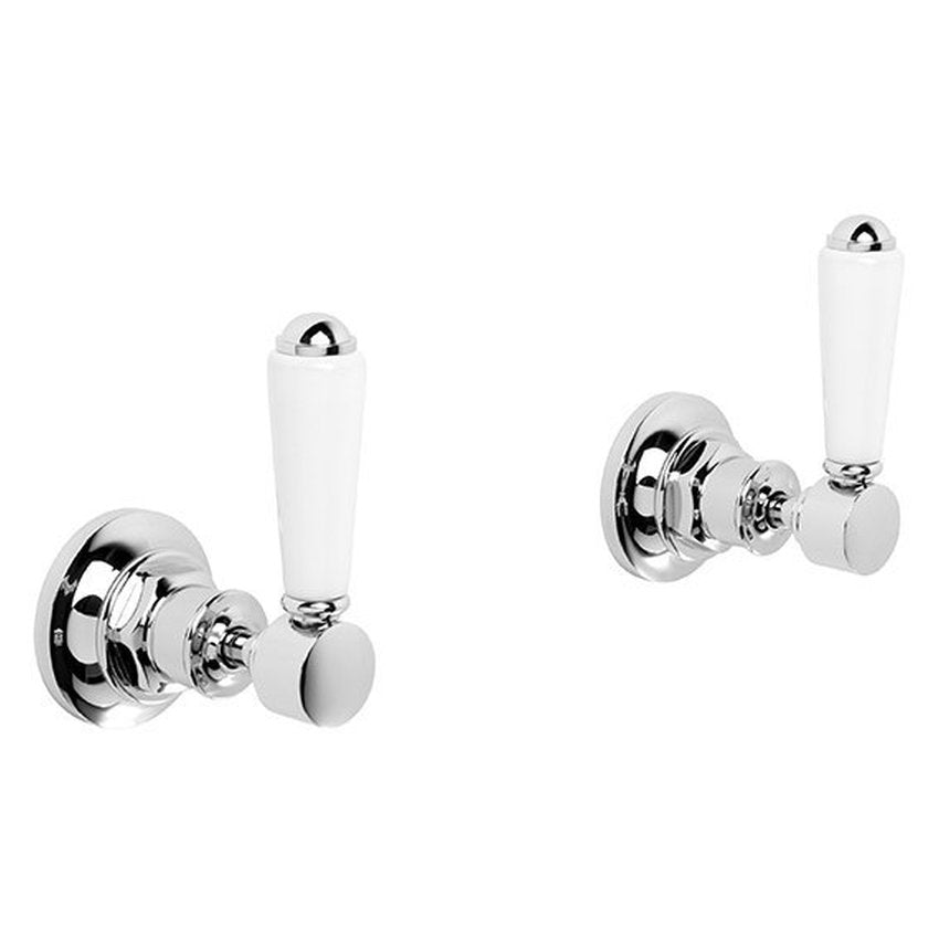 Brodware Winslow Wall Taps, White Porcelain Lever