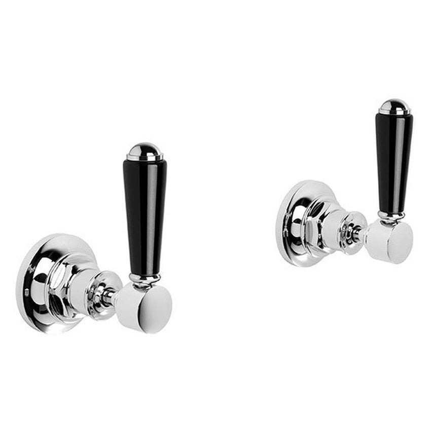 Brodware Winslow Wall Taps, Black Porcelain Lever