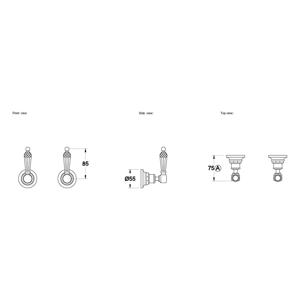 Brodware Winslow Wall Taps, Kristall Lever