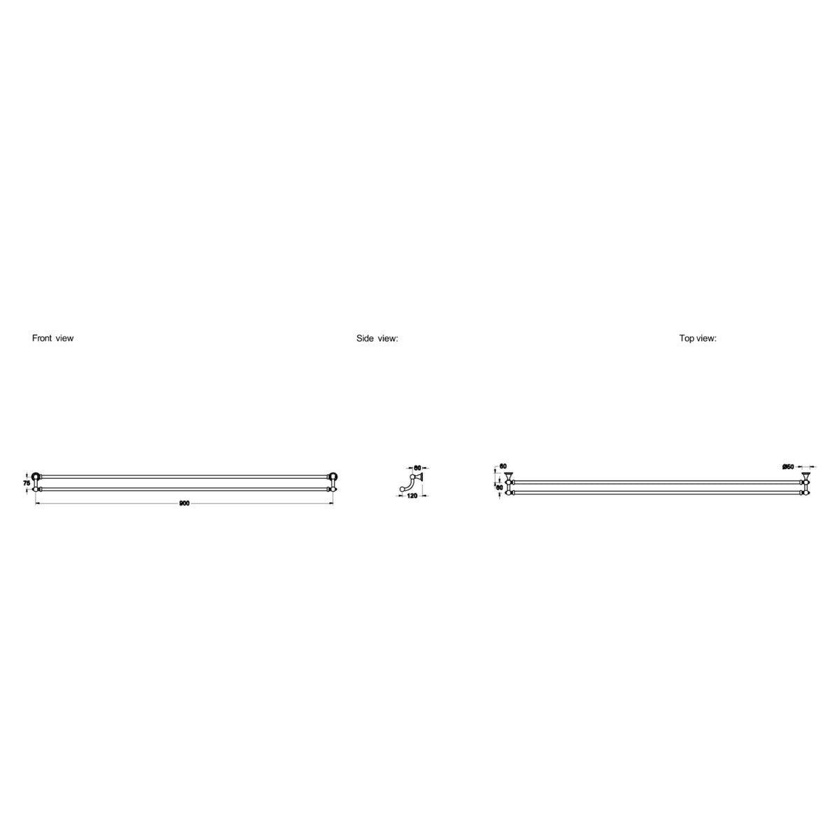 Brodware Winslow 900mm Double Towel Rail