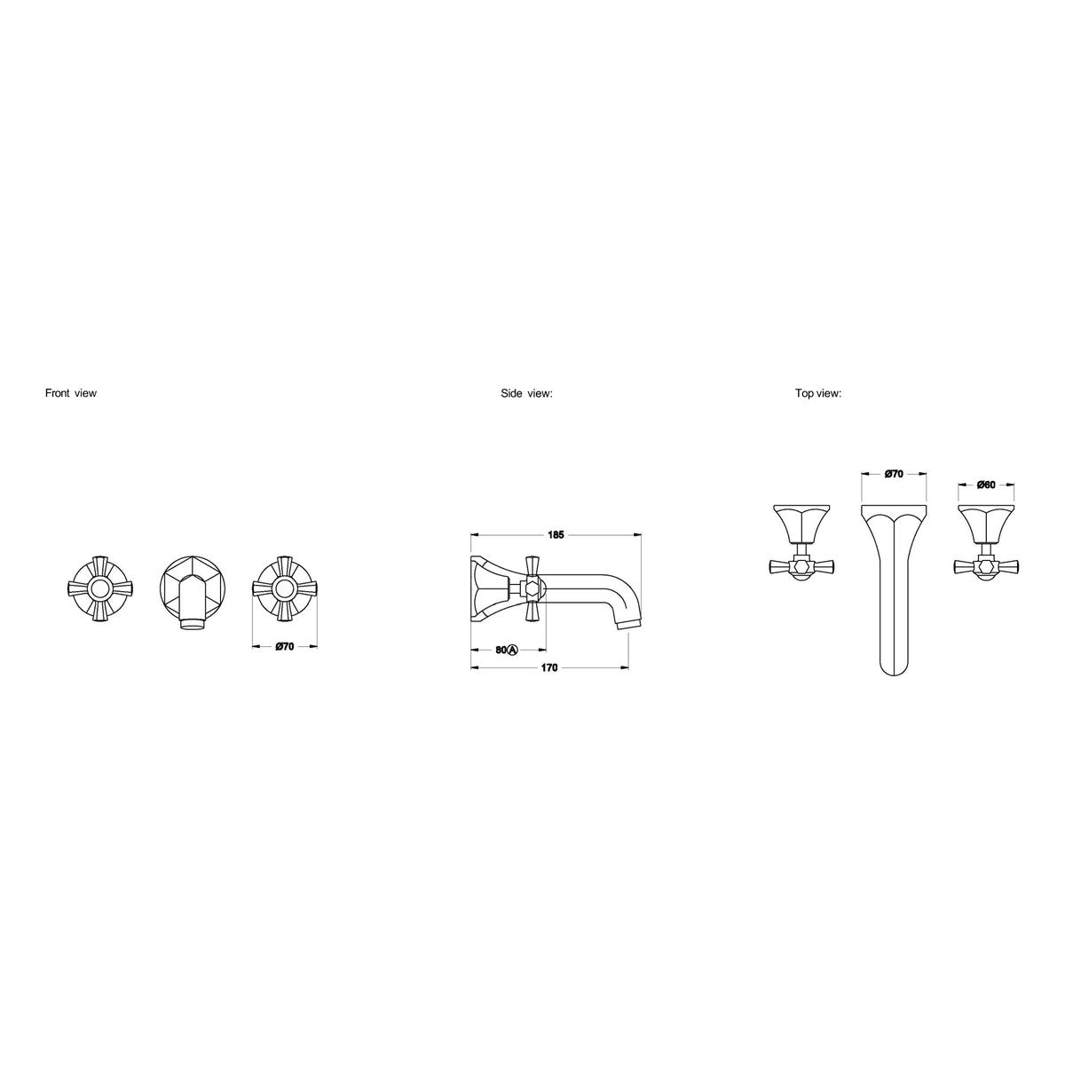 Brodware Classique 170mm Wall Set, Cross Handle - Ceramic Disc