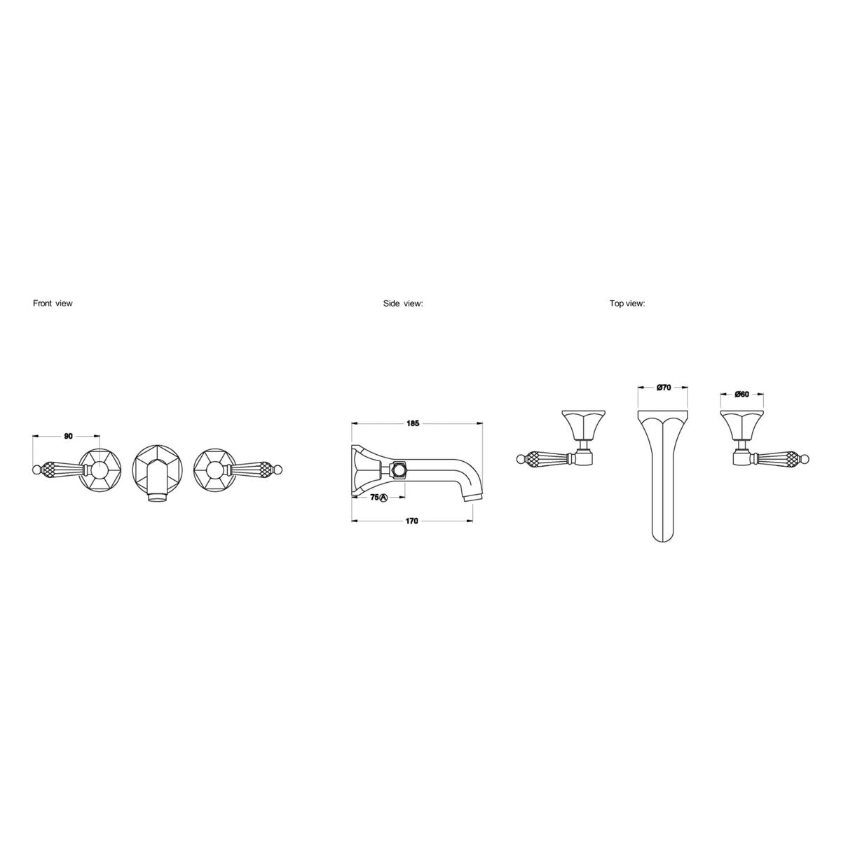 Brodware Classique 170mm Wall Set, Kristall Lever