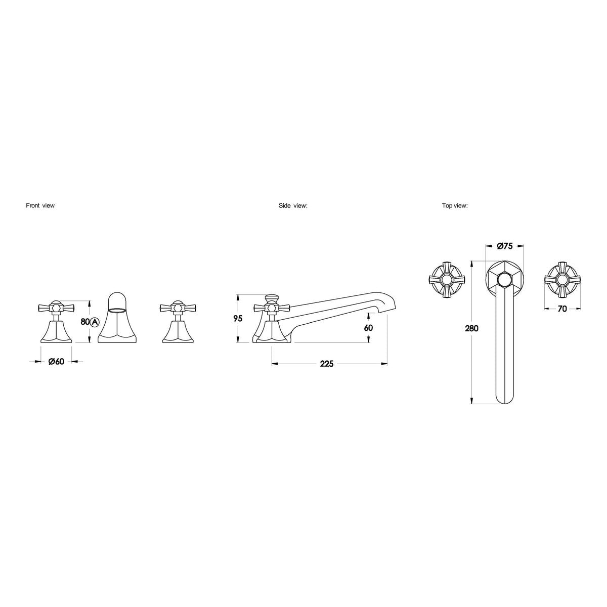 Brodware Classique Bath Set, Cross Handle - Ceramic Disc