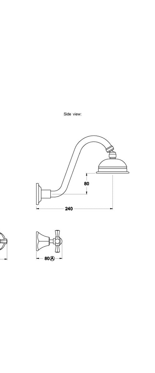 Brodware Classique 100mm Shower Set, Cross Handle - Ceramic Disc