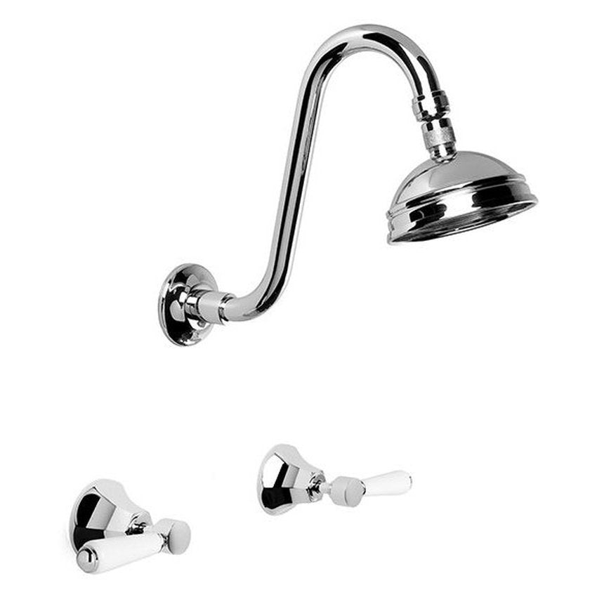 Brodware Classique 100mm Shower Set, White Porcelain Lever