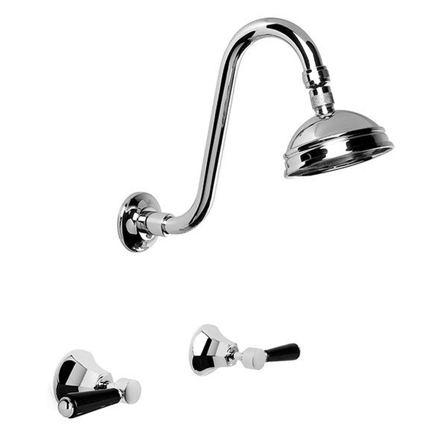 Brodware Classique 100mm Shower Set, Black Porcelain Lever