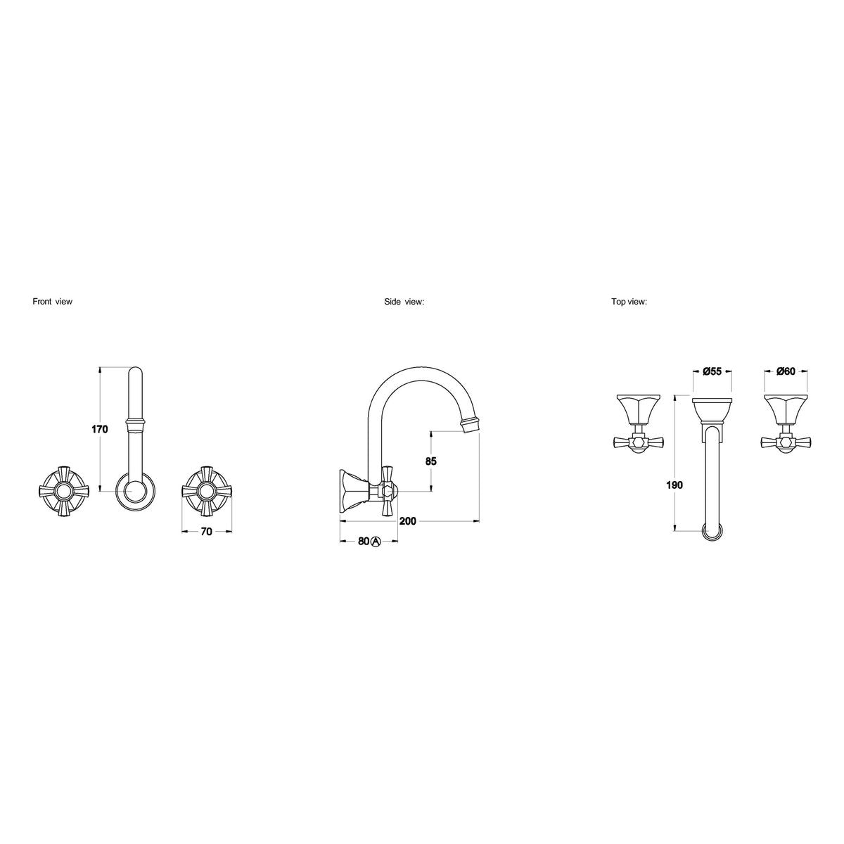 Brodware Classique Wall Set II, Cross Handle - Ceramic Disc