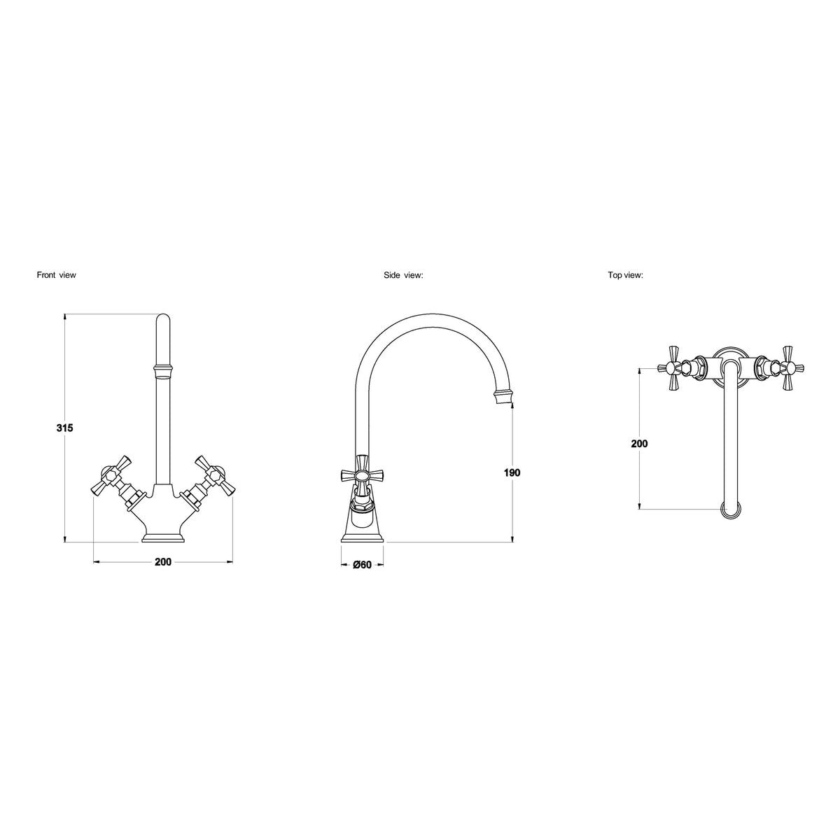 Brodware Classique Kitchen Mixer, Cross Handle - Ceramic Disc