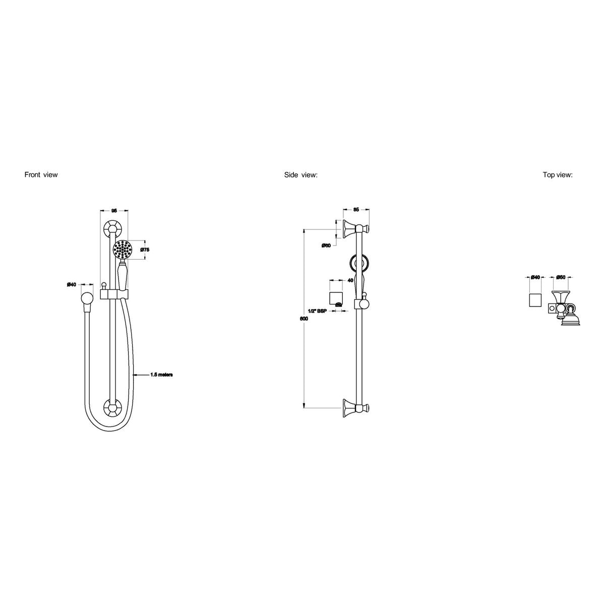Brodware Classique Handshower, White Porcelain Lever
