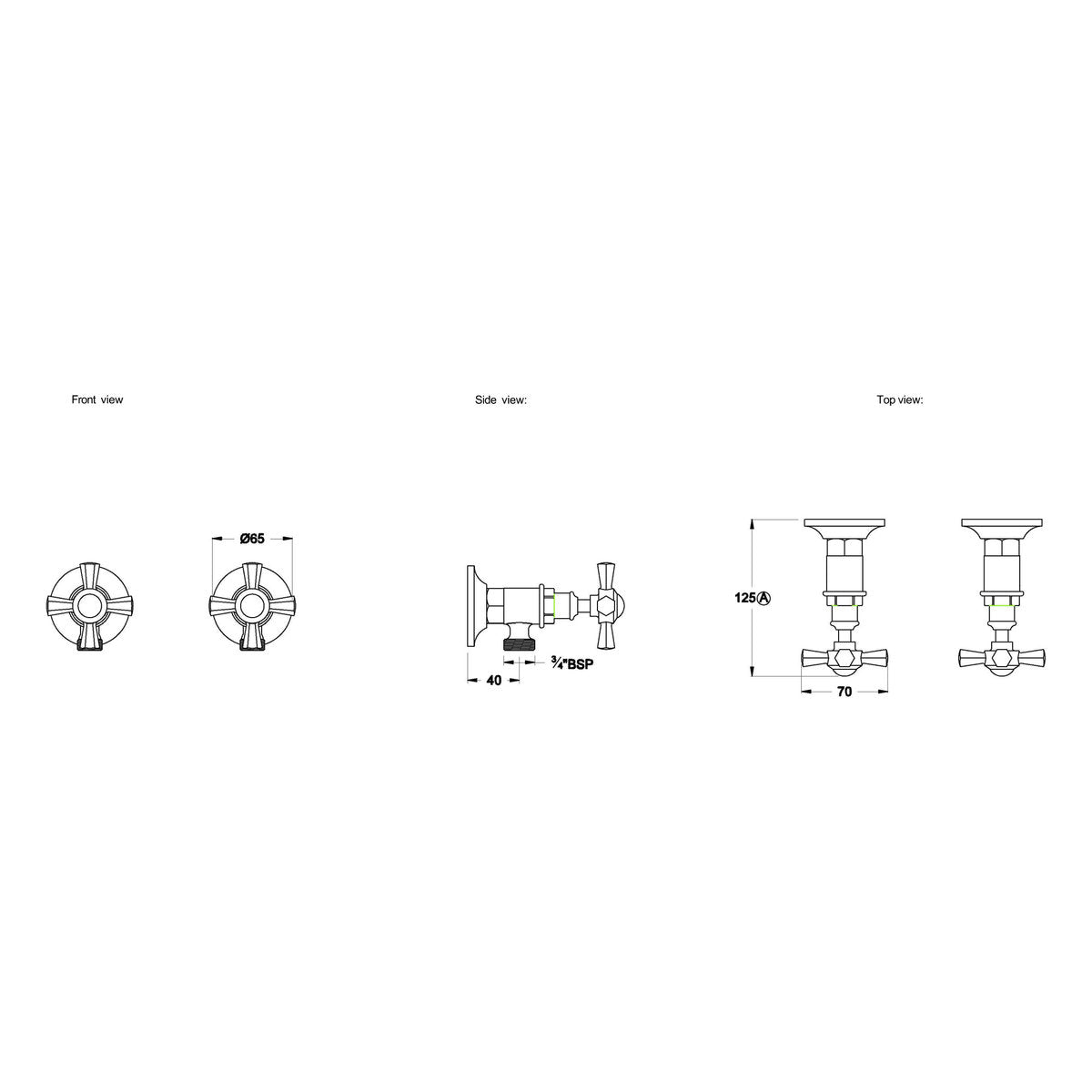 Brodware Classique Washing Machine Taps, Cross Handle - Ceramic Disc