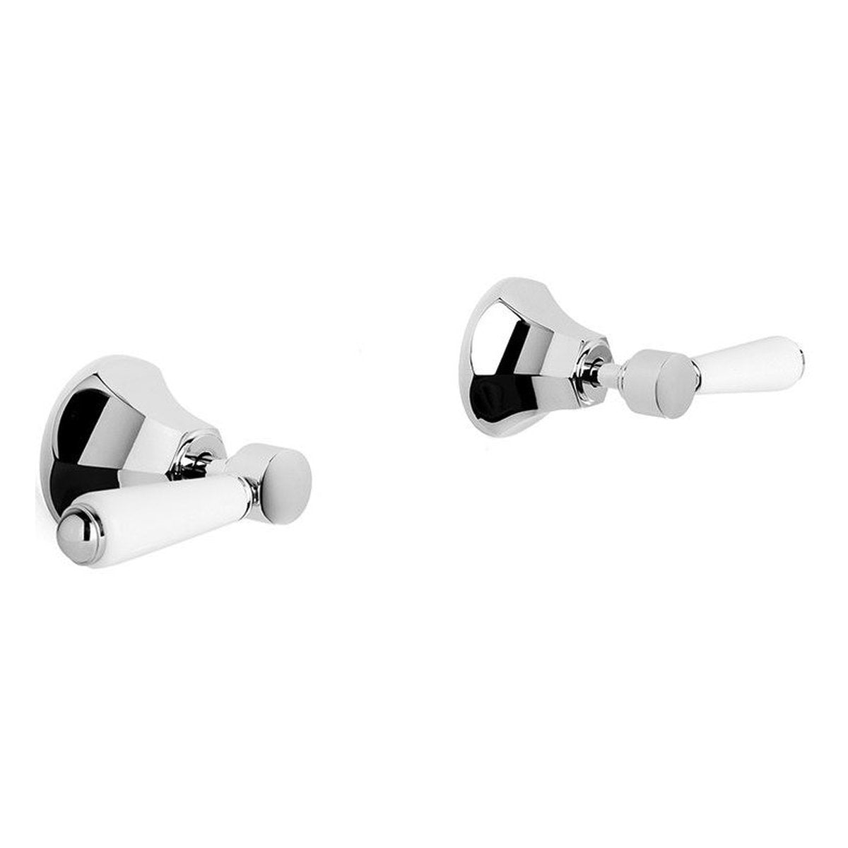 Brodware Classique Wall Taps, White Porcelain Lever